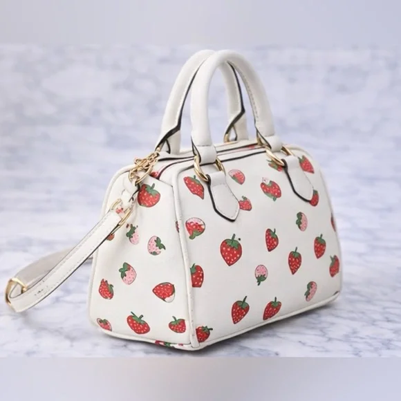 Juicy Couture Strawberry Print Satchel Bag-Crossbody + Coin Purse Charm - Picture 3 of 4